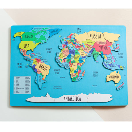 World Map, Educational Toy, Map Puzzles for Kids, Montessori Puzzle, Gift for Kids, Map Puzzle Wooden, Wooden Toys, Animal World Map - FistikPuzzles