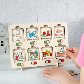 Handmade Montessori Routine Charts for Kids, Wooden Chore Chart - FistikPuzzles