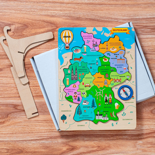 Germany Map Wooden Puzzle for Kids – Educational Geography Game - FistikPuzzles