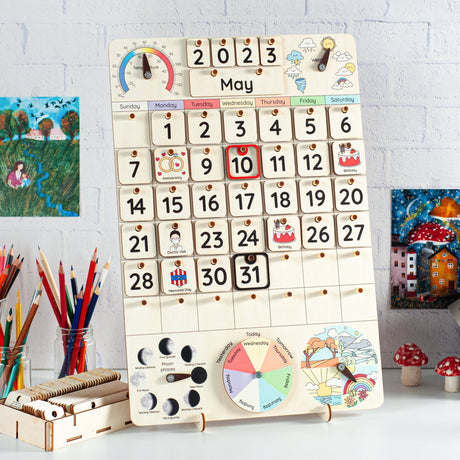 Montessori calendar, Wooden calendar for Toddlers, Gifts for kids, Advent calendar, Classroom calendar, Wooden learning toys - FistikPuzzles