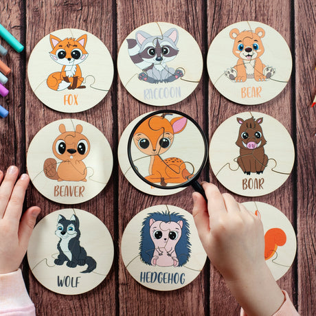 Learning cards set - Wooden puzzles, Toddler Christmas gifts, Birthday kids gifts, Wooden toys, Jigsaw puzzles, Toy for 2 year old, Boy Toys - FistikPuzzles