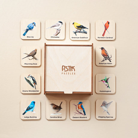Wooden memory game, Birds matching cards, Toddler learning toys, Toddler toys, Educational toys - FistikPuzzles