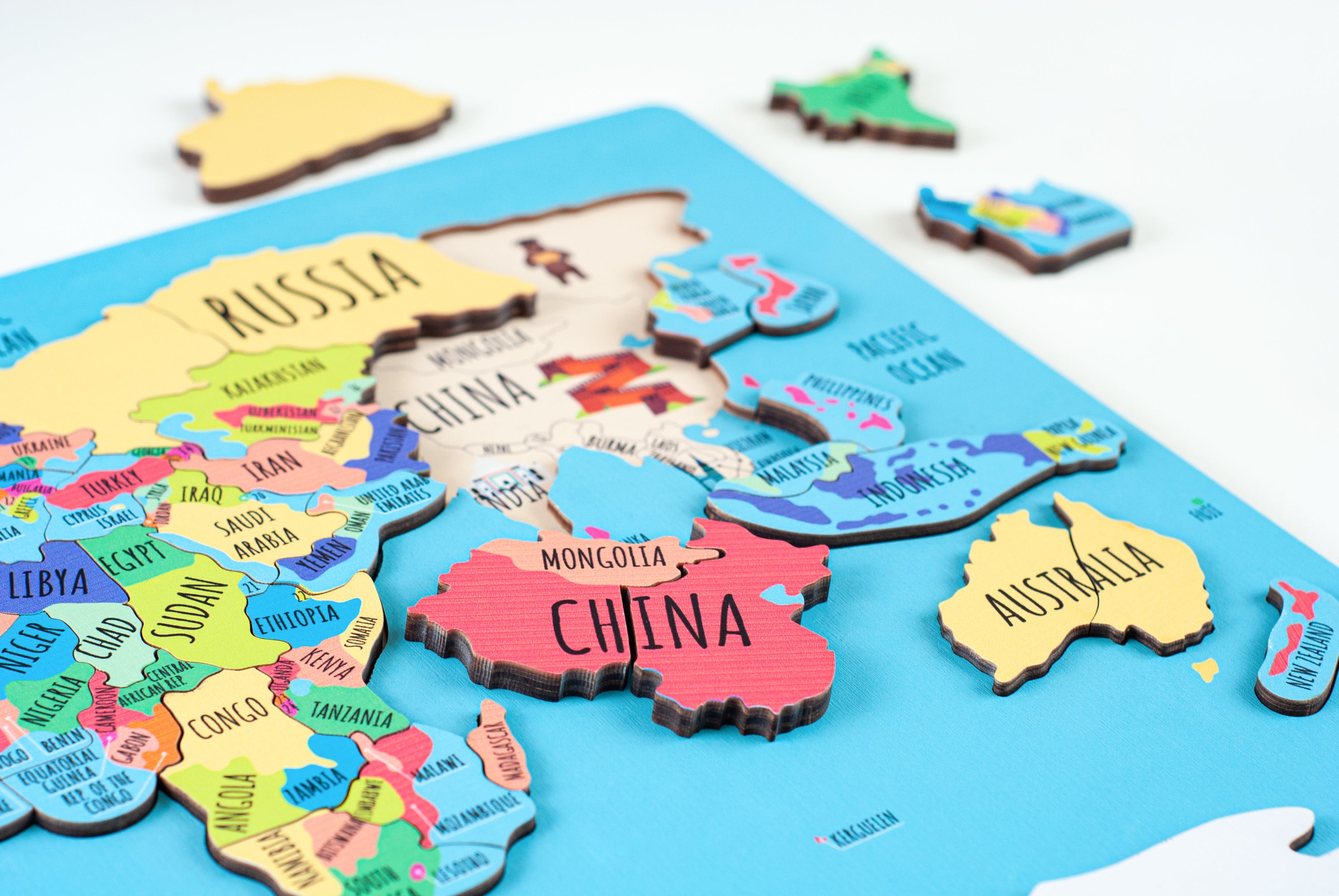 Kids Puzzle World Map Puzzle, Educational Toy, Wooden Puzzle, Map Puzzle  Wooden, Animal World Map, Montessori Toys, Gift for Children 