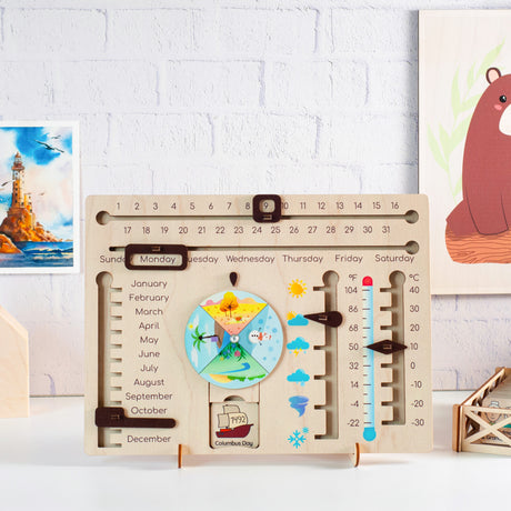 Wooden perpetual calendar, Montessori calendar for kids, Toddler calendar - FistikPuzzles