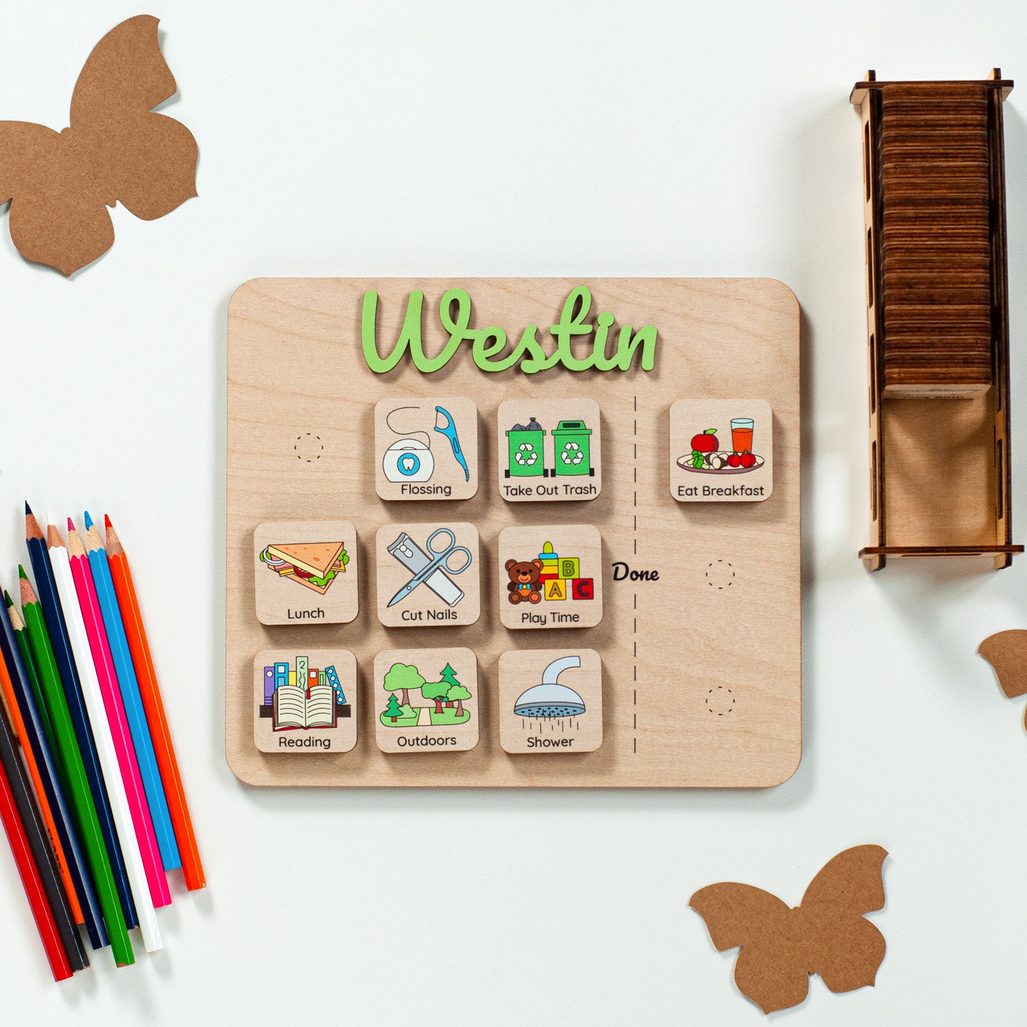 Custom Routine Design Magnetic Routine Chart, Custom routine chart, Wooden visual schedule ...