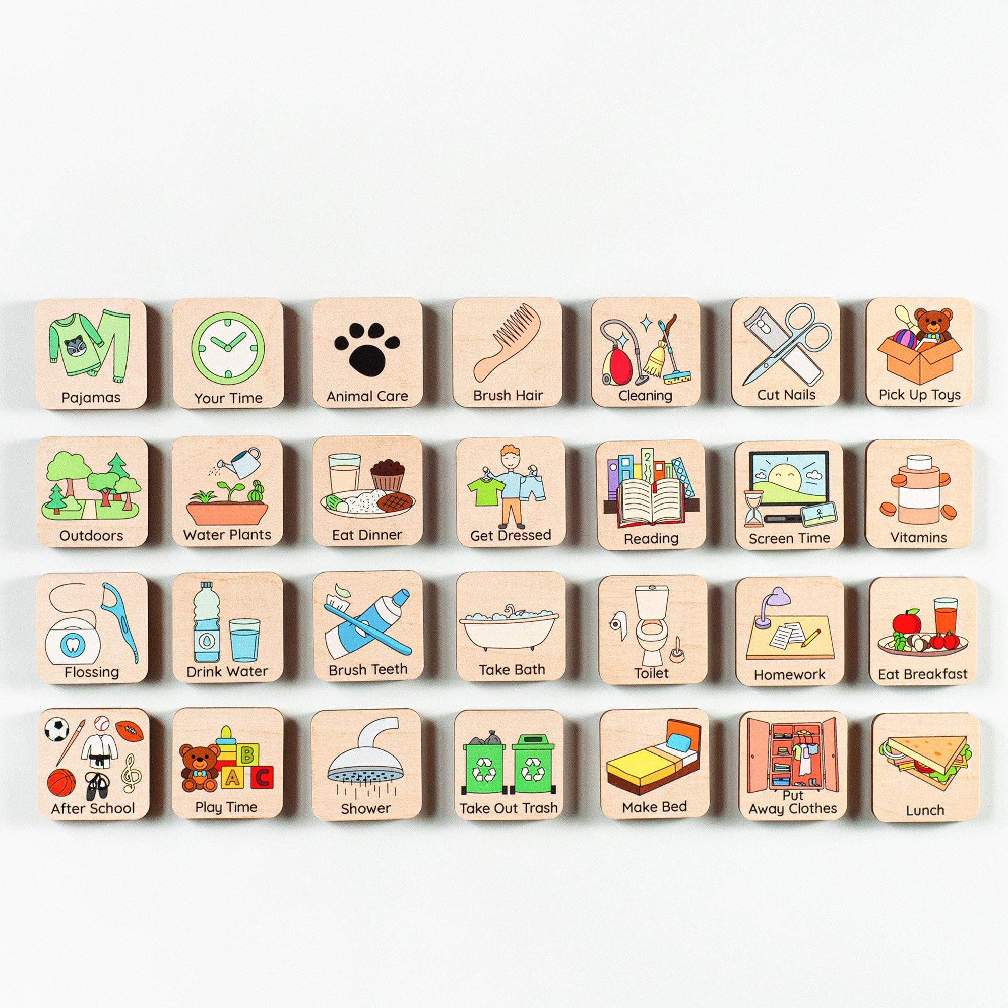 Magnetic Routine Chart, Custom routine chart, Wooden visual schedule ...