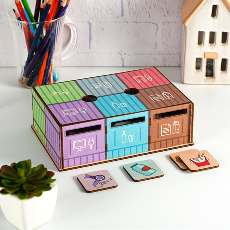 Garbage Sorting, Waste Sorting Game for Toddler, Education Toys, Wooden Toy - FistikPuzzles