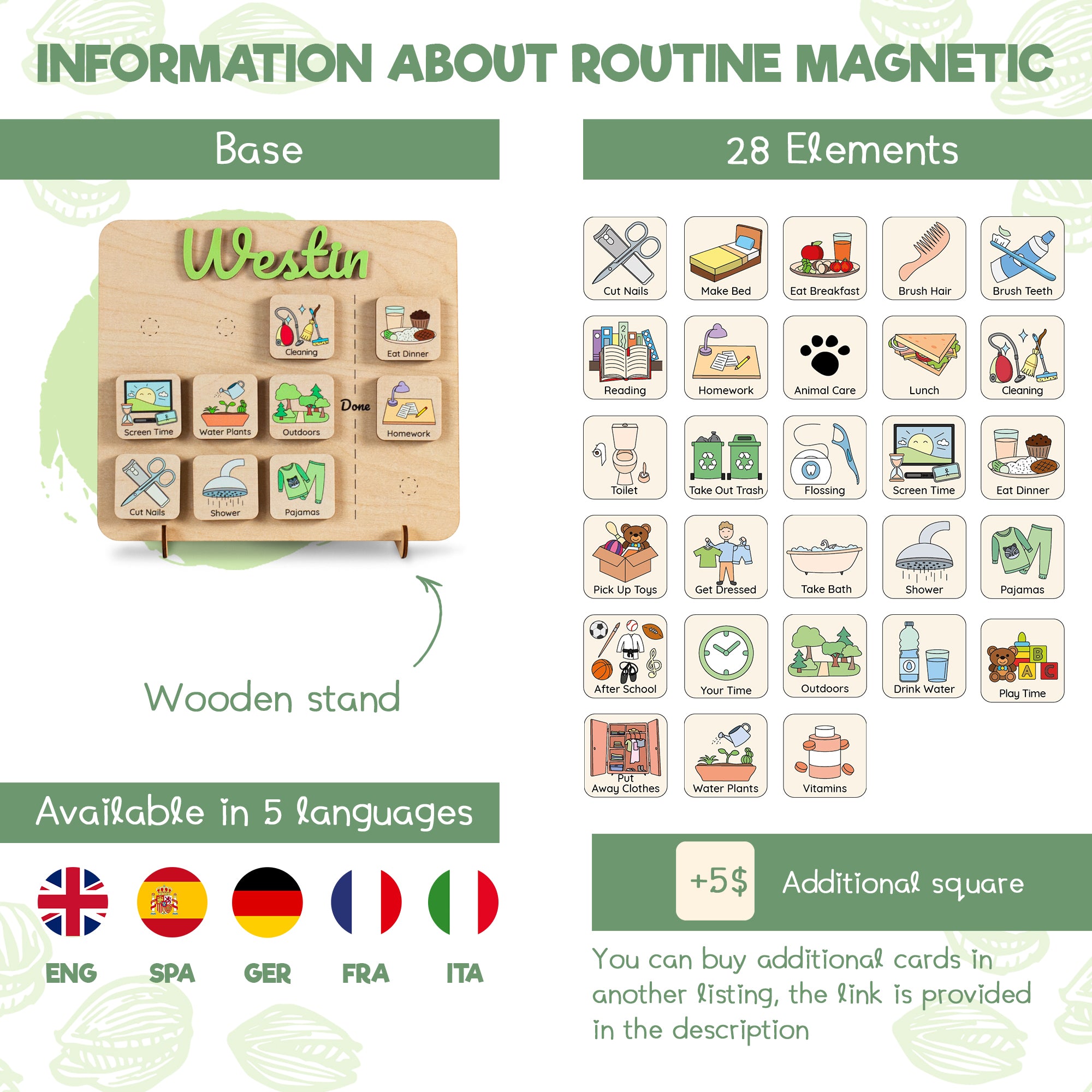 Magnetic Routine Chart, Custom routine chart, Wooden visual schedule ...