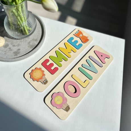 Wooden Name Puzzle Gift for Kids Montessori toy 2 year old Newborn Gift First Birthday Gift Custom Baby Name Sign Kids Name Puzzles - FistikPuzzles