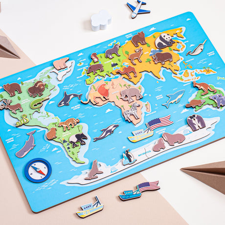 Montessori Puzzle Wooden Map, Educational Wooden Maps, Map Puzzle For Kids - FistikPuzzles